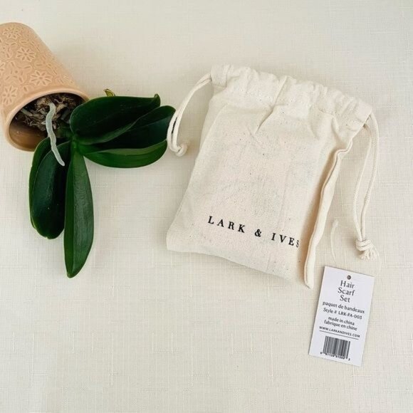 Lark & Ives Minimalist Womens Hair Scarf Bundle Set of Two Pink and Cream 20x20” - Picture 6 of 15